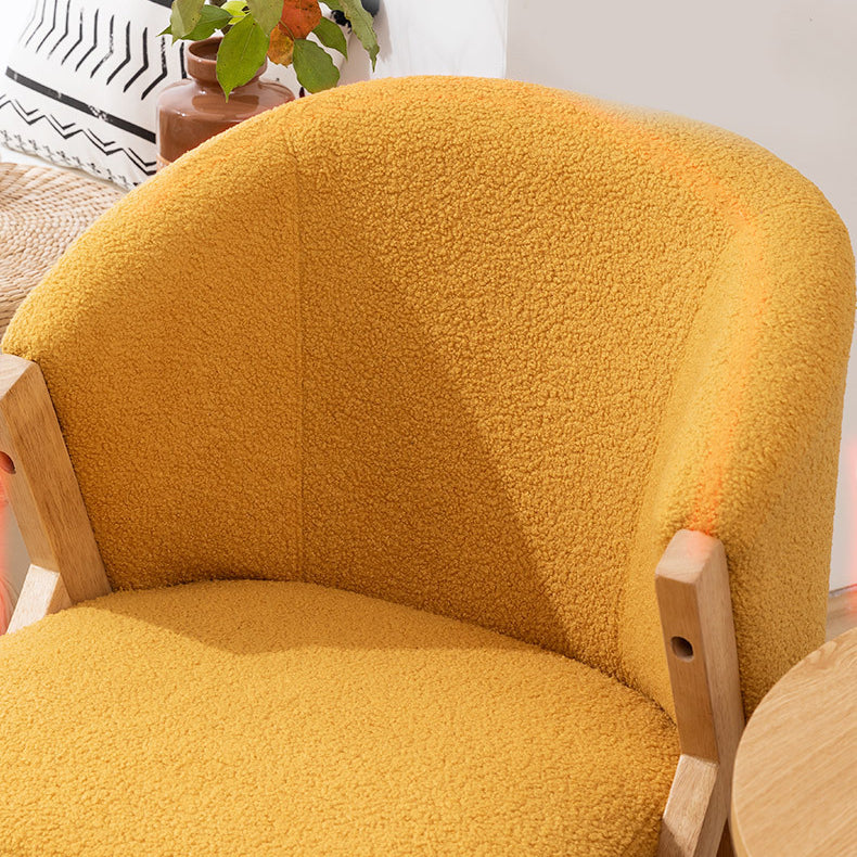 Contemporary Scandinavian Square Rubberwood Solid Wood Plywood Performance Fabric Faux Wool Foam Sponge Chair For Living Room