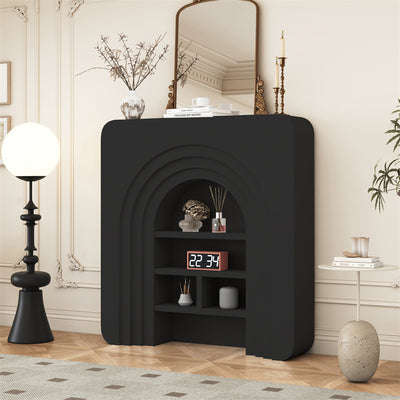 Traditional French Square Particle Board Console Table 4-Cabinet For Living Room