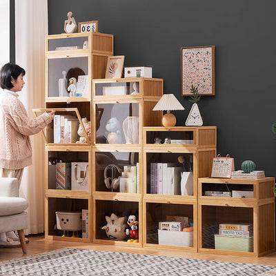 Modern Minimalist Rectangular Acrylic Bamboo Composite Board Bookshelves 1-Cabinet For Living Room