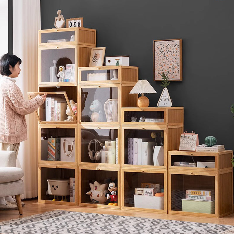 Modern Minimalist Rectangular Acrylic Bamboo Composite Board Bookshelves 1-Cabinet For Living Room