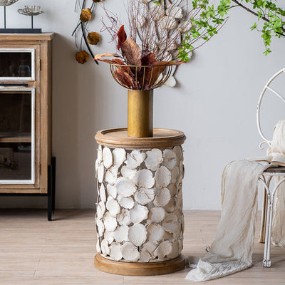 Moderner Art Deco runder Blütenblätter Holz-Eisen-Couchtisch 1-stufig für das Wohnzimmer 