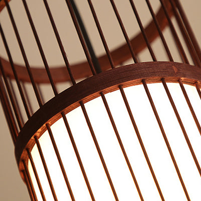 Linterna colgante de bambú tejido Zen japonés de 1 luz 