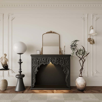Traditional French Square Medium Density Fiberboard Mantel Console Table For Living Room