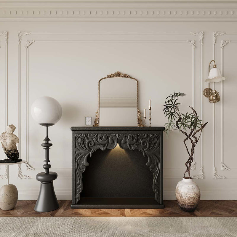 Traditional French Square Medium Density Fiberboard Mantel Console Table For Living Room