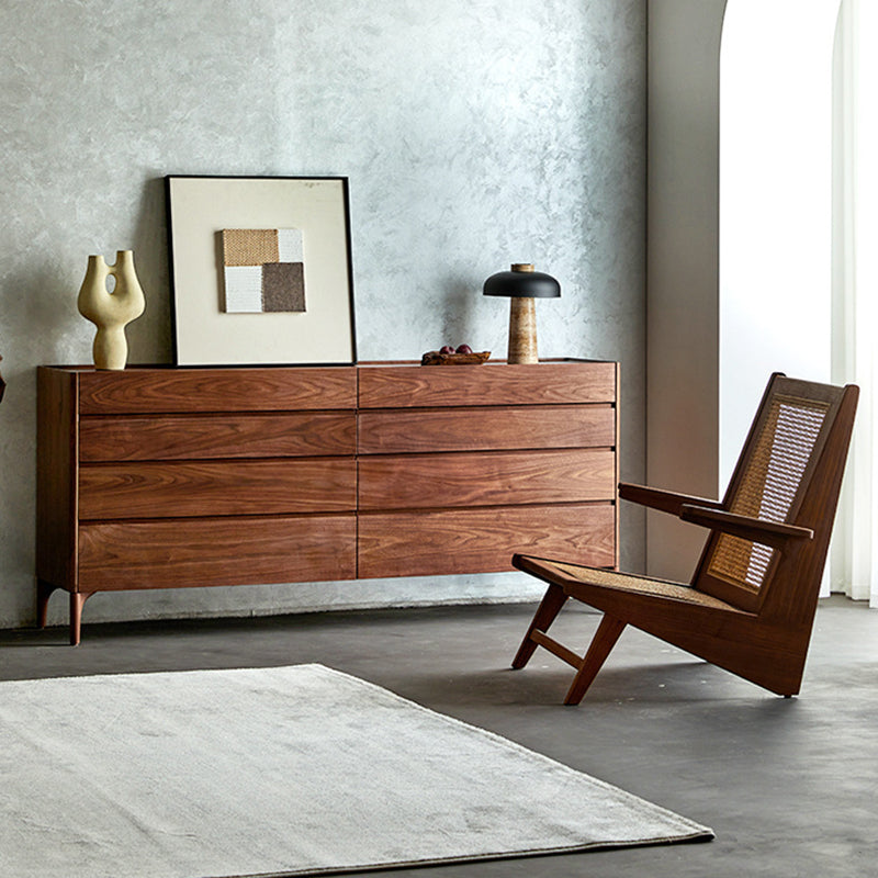 Modern Minimalist Rectangular Solid Wood Multi-Layer Plate Nightstand 5/8 Drawer For Bedroom
