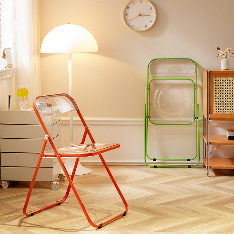 Modern Minimalist Rectangular PVC Iron Dining Chair Backrest Armless For Dining Room