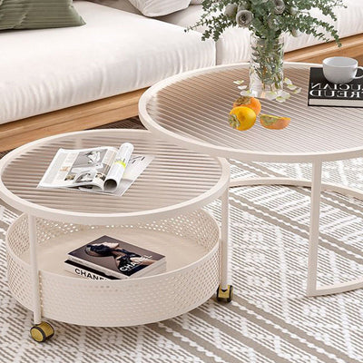Mesa Auxiliar Redonda de Vidrio y Metal Minimalista Moderna Desmontable de 3 Niveles para Sala de Estar 