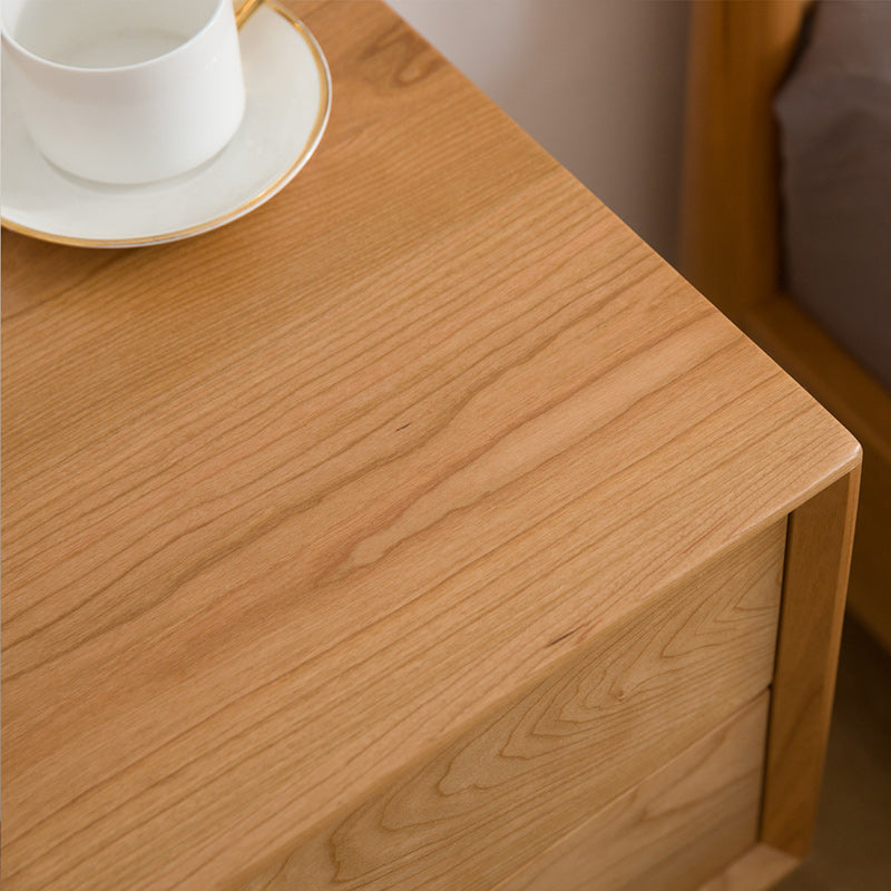 Table de nuit nordique contemporaine en bois massif à 2 tiroirs pour chambre 