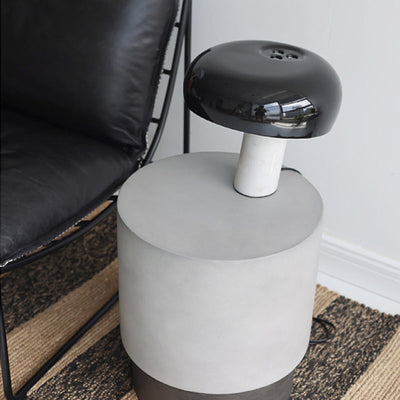 Table d'appoint cylindrique en oxyde de magnésium industriel contemporain pour salon 