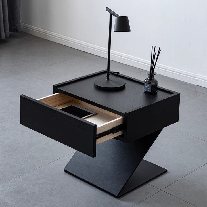 Modern Minimalist Rectangular Suspended Plywood Steel Nightstand 1-Tier For Bedroom