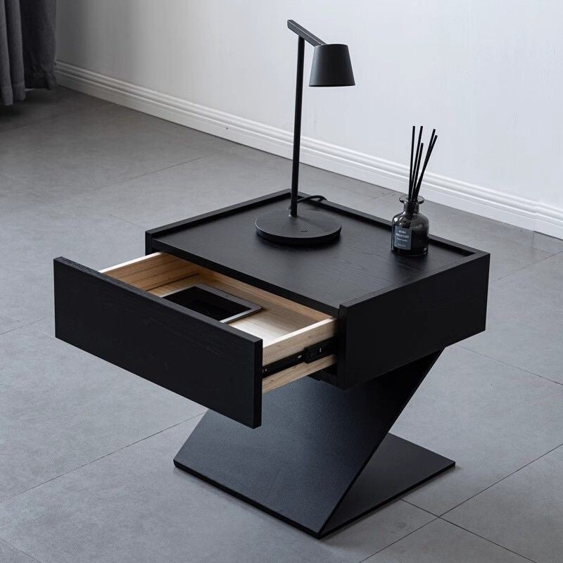 Table de nuit suspendue rectangulaire minimaliste moderne en bois massif à 1 niveau pour chambre 