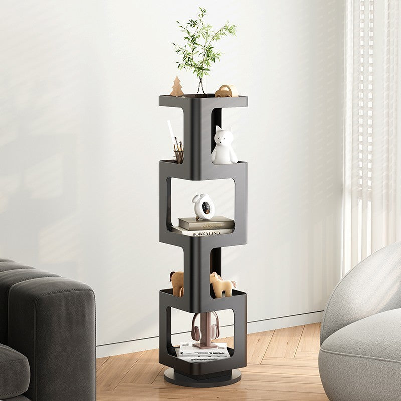 Contemporary Creative Square Iron Rotatable Bookshelf 4/5/6-Tier For Living Room