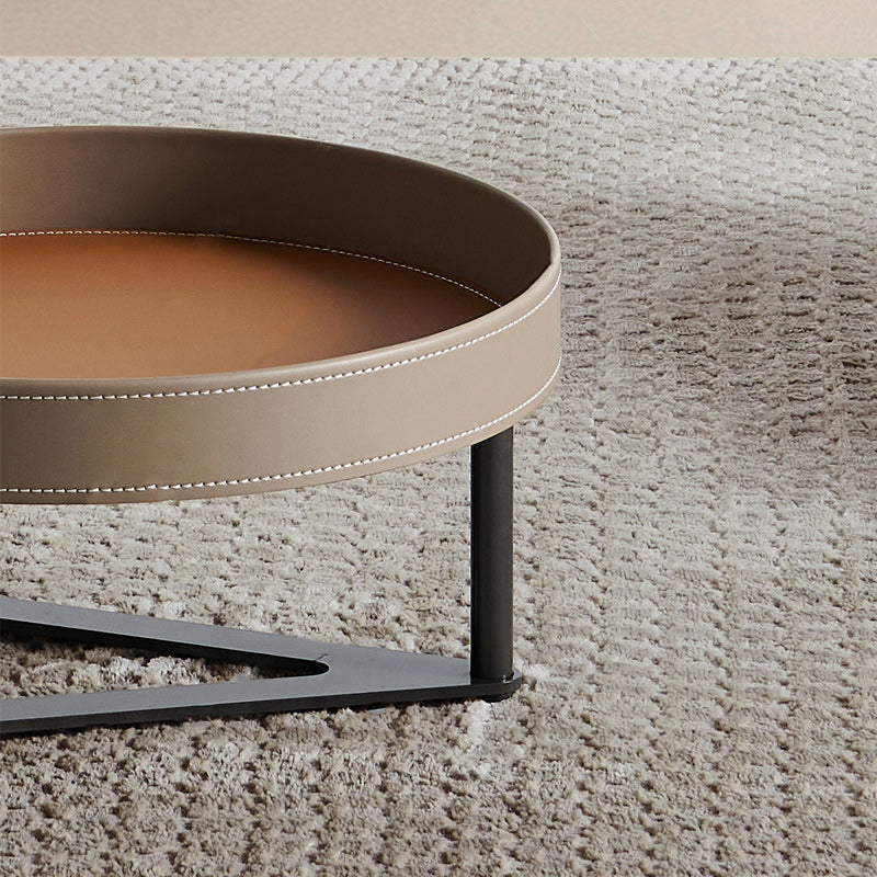 Modern Minimalist Round Rectangle Triangle Base Glass Saddle Leather S ...