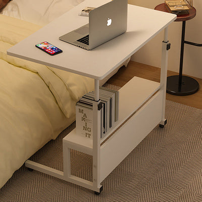 Table d'appoint rectangulaire en bois et acier minimaliste moderne à 2 niveaux pour étude 