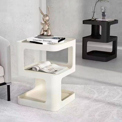Table d'appoint carrée en fer minimaliste moderne à 3 niveaux pour salon 