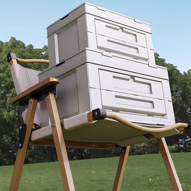 Modern Minimalist Square Fabric Carbon Steel Beech Wood Backrest Armrest Folding Chair For Outdoor