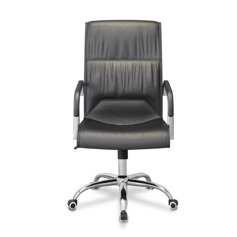 Modern Minimalist Rectangular Faux Leather Steel Desk Chair Backrest Armrest For Home Office