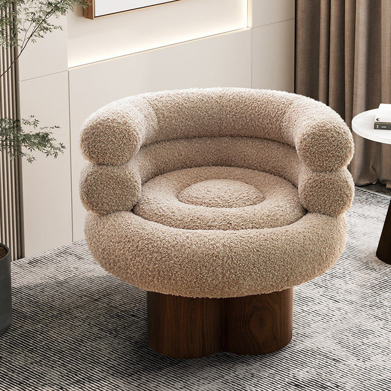 Traditional French Curved Lambswool Solid Wood Iron Vanity Stool Backrest Armless For Bedroom