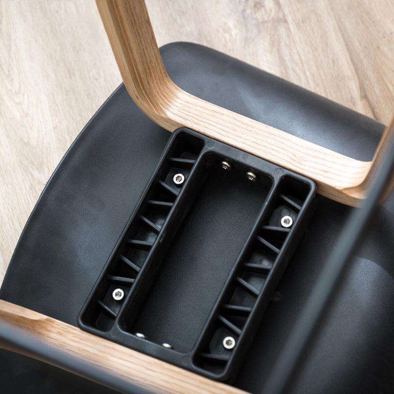 Modern Minimalist Rectangular PP Beech Wood Bar Stool Backless Armless For Dining Room