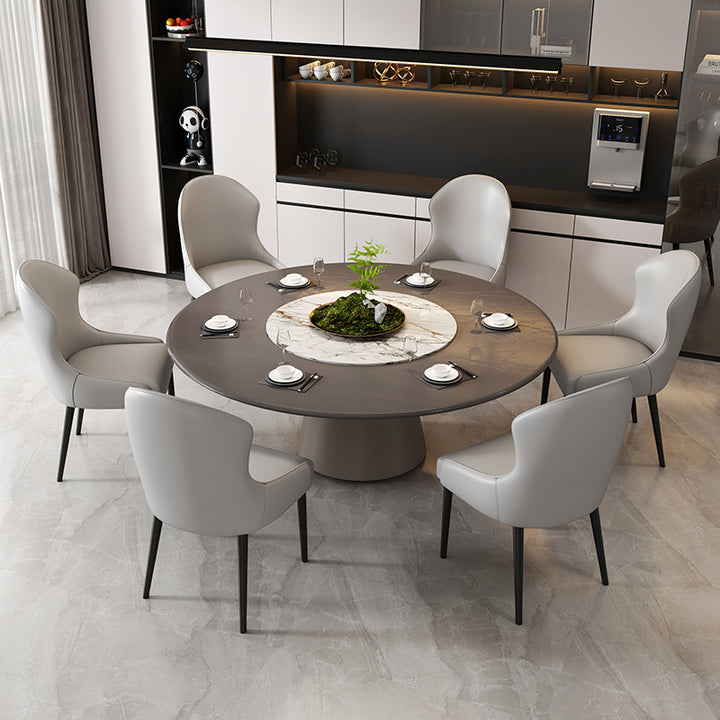 Moderner minimalistischer gebogener rechteckiger Katzenkrallen-Ledersessel aus Massivholz und Kohlenstoffstahl ohne Armlehnen für das Esszimmer 