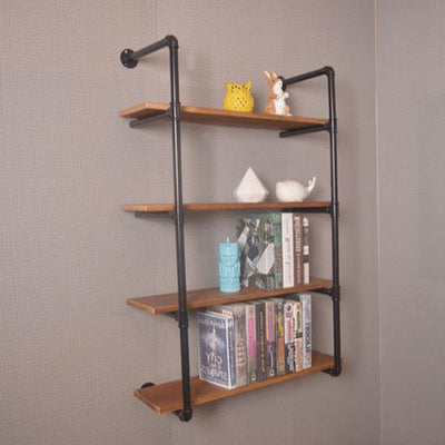 Modern Minimalist Rectangular Iron Zinc Solid Wood Bookshelves 2/3/4 Tier For Home Office