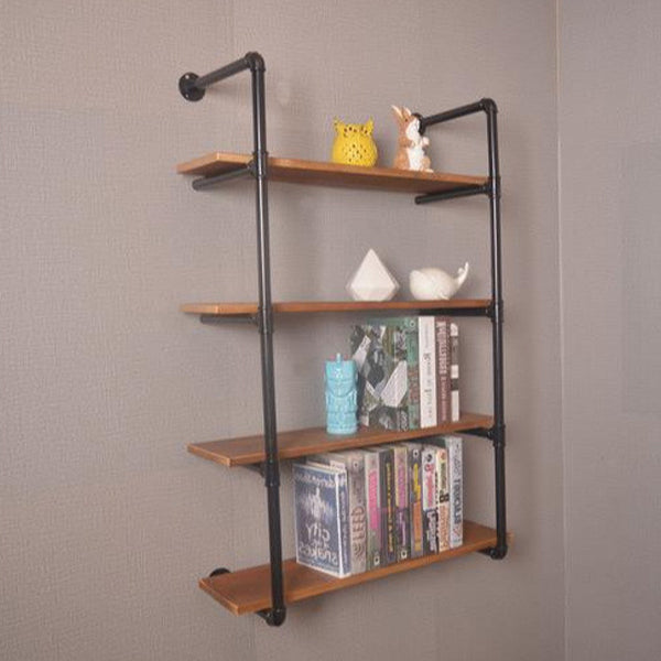 Modern Minimalist Rectangular Iron Zinc Solid Wood Bookshelves 2/3/4 Tier For Home Office