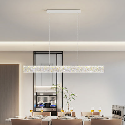 Modern Minimalist Rectangular Copper Resin LED Island Light Chandelier For Dining Room