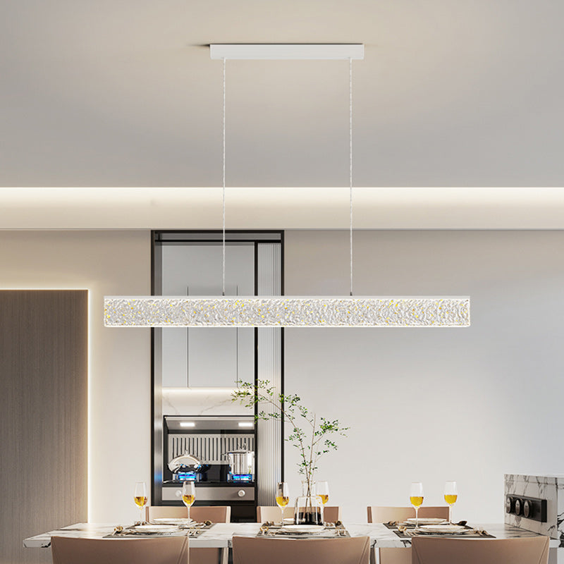 Modern Minimalist Rectangular Copper Resin LED Island Light Chandelier For Dining Room