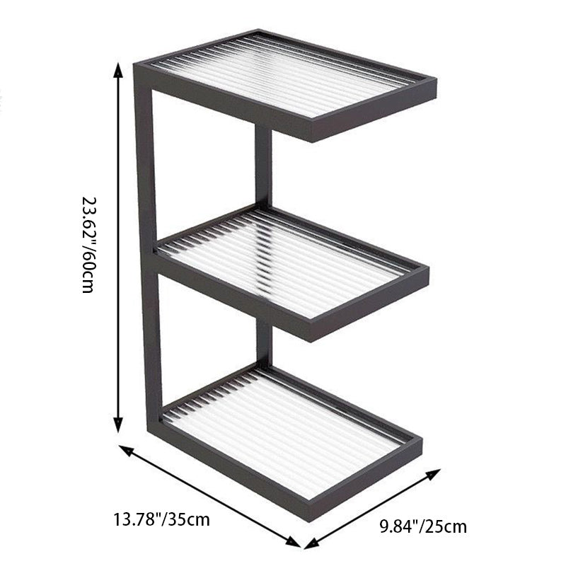 Mesa Auxiliar de Hierro y Vidrio con Rayas Rectangulares Minimalistas Modernas de 3/4 Niveles para Sala de Estar 