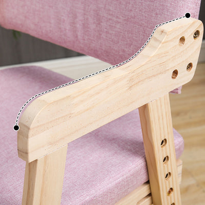 Modern Minimalist Adjustable Solid Pine Wood Cotton Linen Foam Sponge Kids Chair For Bedroom