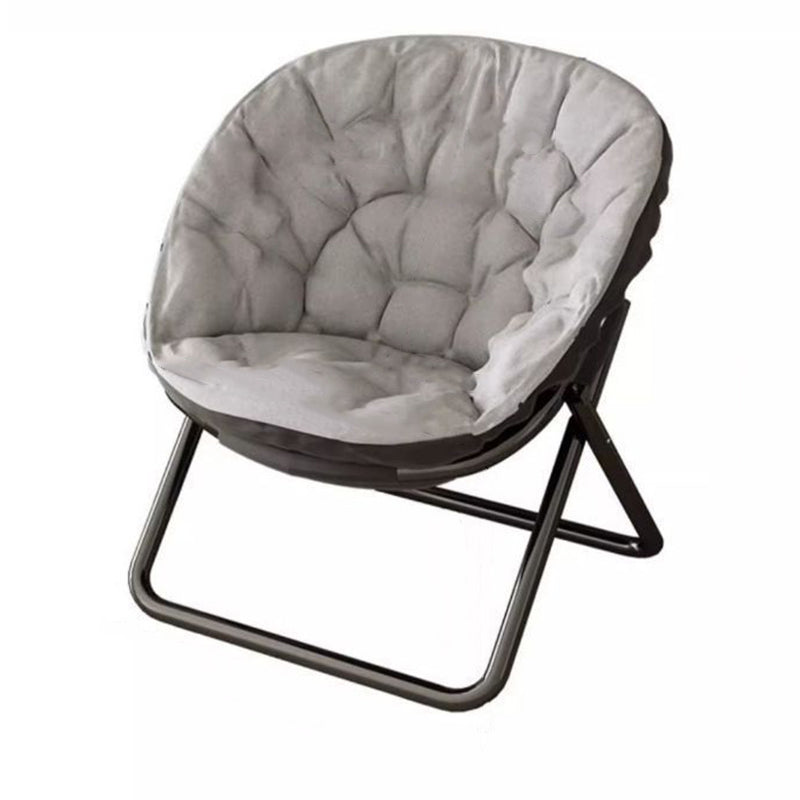Modern Minimalist Oval Suede Velvet Steel Accent Chair Backrest Armless For Living Room
