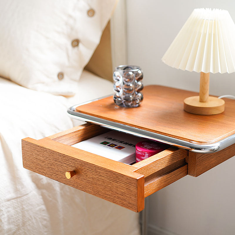 Moderner minimalistischer quadratischer Beistelltisch aus Holz und Edelstahl, 1-stufig, für das Wohnzimmer 