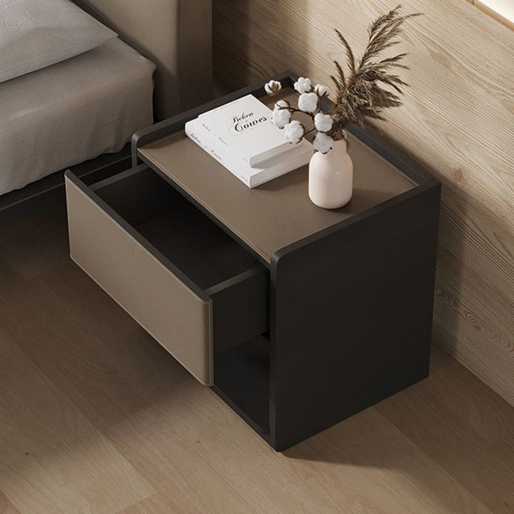 Table de bout en bois rectangulaire européen traditionnel avec tiroir en cuir 1 pour salon 