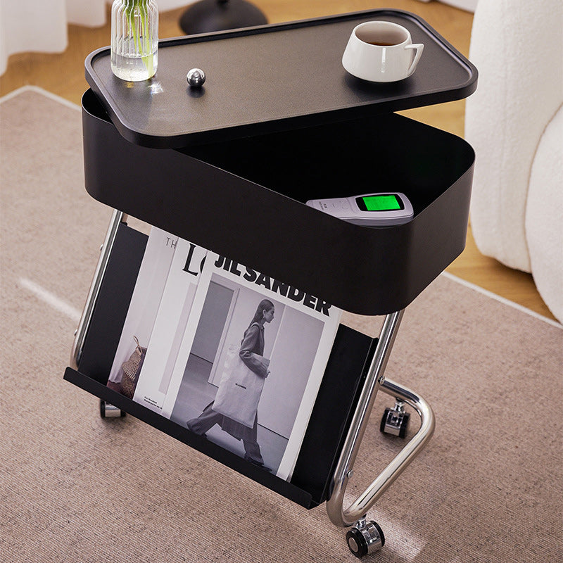 Contemporary Simplicity Rectangular Stainless Steel Side Table 1-Drawer For Living Room