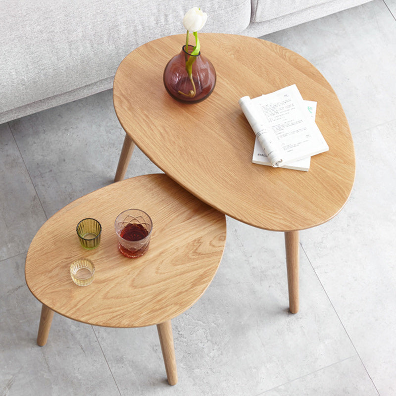 Contemporary Japanese Oval Wood Side Table 1-Tier For Living Room