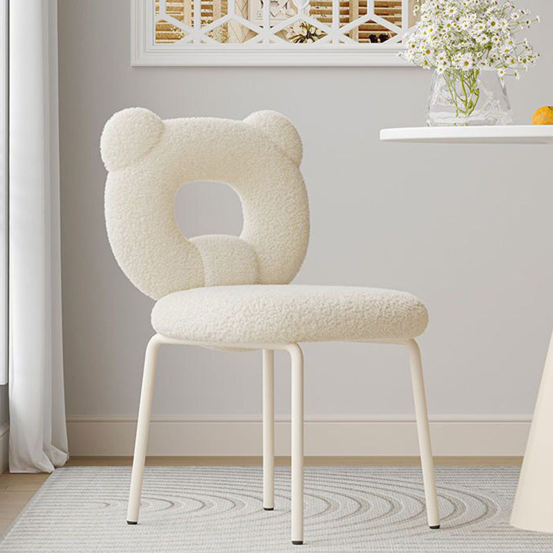 Contemporary Creative Square Iron Wool Vanity Stool Backrest Armless For Bedroom