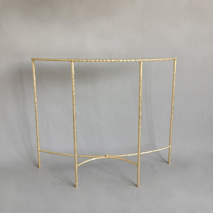 Modern Minimalist Curved Glass Iron Console Table 1-Tier For Entryways