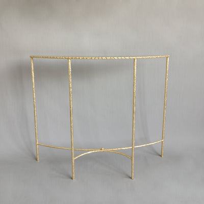 Modern Minimalist Curved Glass Iron Console Table 1-Tier For Entryways