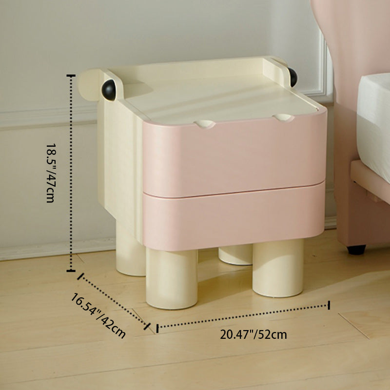 Table de nuit en bois pour enfants nordiques contemporains carrés cubiques Hippo à 2 tiroirs pour chevet 