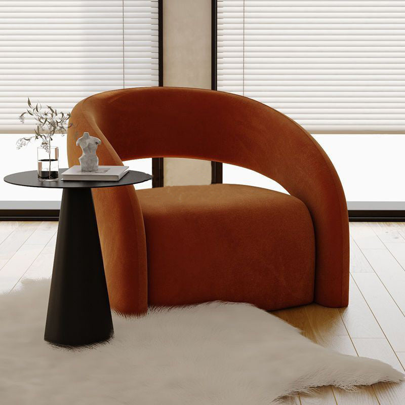 Modern Luxury Curved Square Leather Sherpa Fabric Wood Accent Chair Backrest Arm For Living Room
