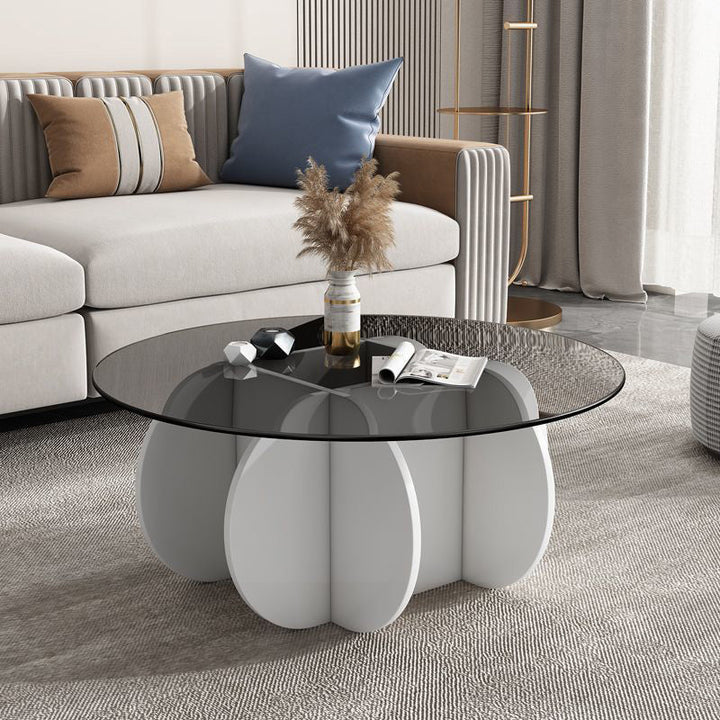 Modern Luxury Round Oval Cross Base Glass MDF Coffee Table For Living Room