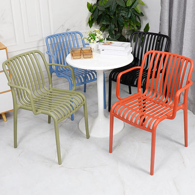 Modern Minimalist Rectangular PP Dining Chair Armrest Backrest For Dining Room