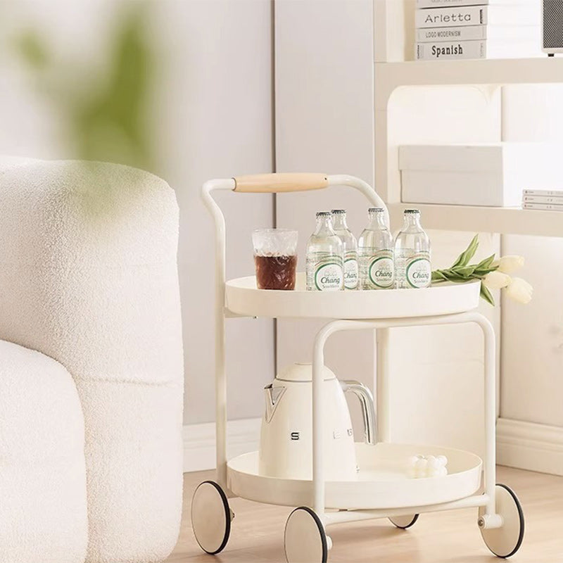 Moderner minimalistischer runder Acryl-Edelstahl-Beistelltisch mit 2 Ebenen für das Wohnzimmer 
