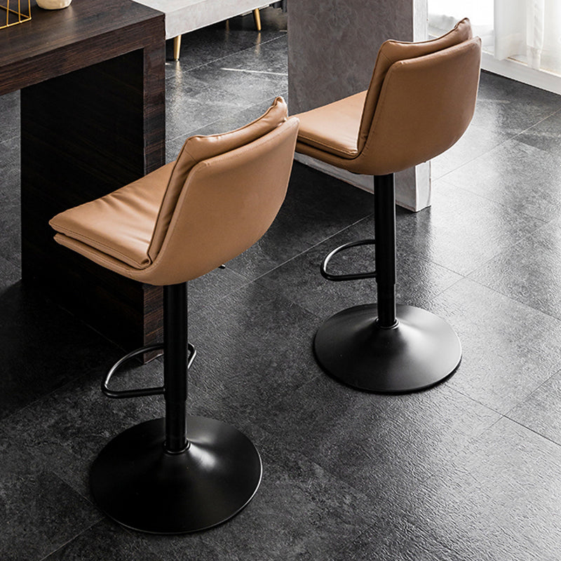 Modern Minimalist Rectangular Nappa Leather Iron Bar Stool Backrest Armless For Dining Room