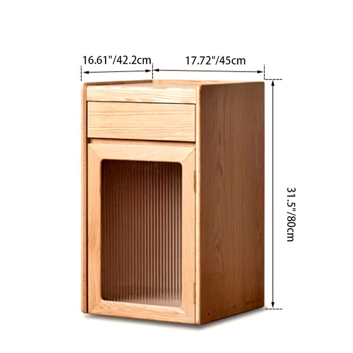 Mesa Auxiliar Rectangular de Madera Maciza Minimalista Moderna con 1 Cajón para Sala de Estar 