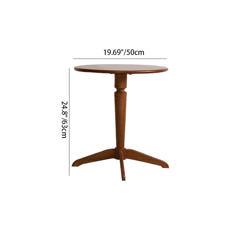 Mesa Auxiliar Redonda Nórdica Contemporánea de Madera de Cerezo con 4 Patas para Sala de Estar 