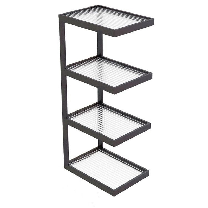 Mesa Auxiliar de Hierro y Vidrio con Rayas Rectangulares Minimalistas Modernas de 3/4 Niveles para Sala de Estar 