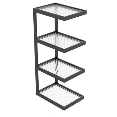 Table d'appoint rectangulaire minimaliste moderne en verre à rayures et en fer 3/4 niveaux pour salon 