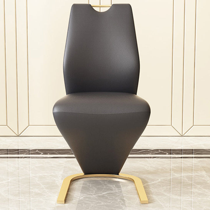 Moderner minimalistischer U-förmiger Rahmen Rechteck PU-Leder Titan Gold Silberbeschichteter Esszimmerstuhl Rückenlehne ohne Armlehnen für Esszimmer 