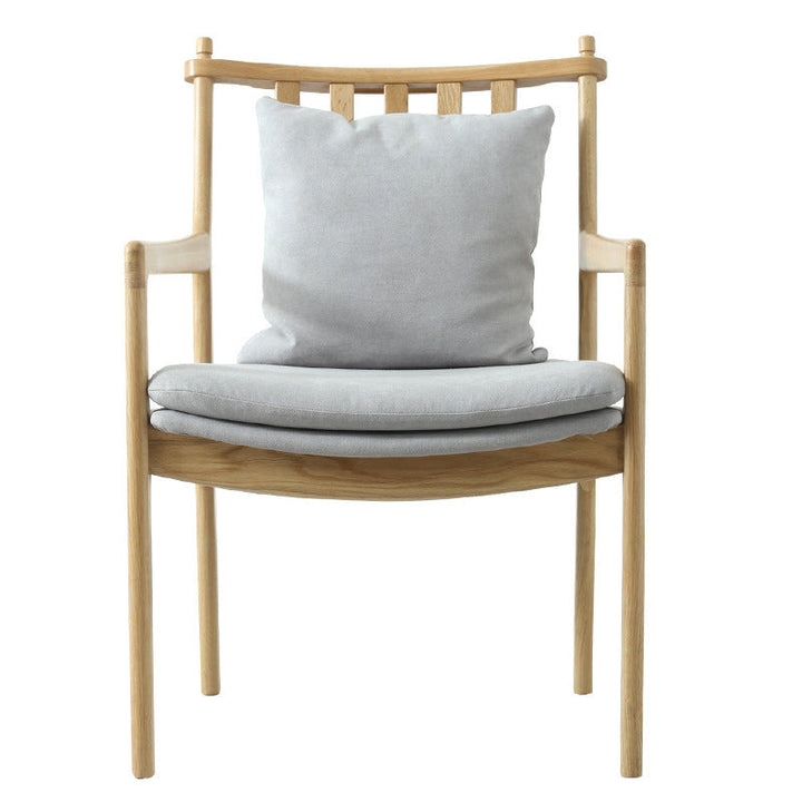 Chaise contemporaine scandinave carrée avec coussin rembourré en bois massif avec dossier et accoudoirs pour salon 
